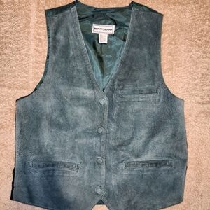 Centigrade Retro Vintage Western Women's Leather Suede Vest Green Size L
